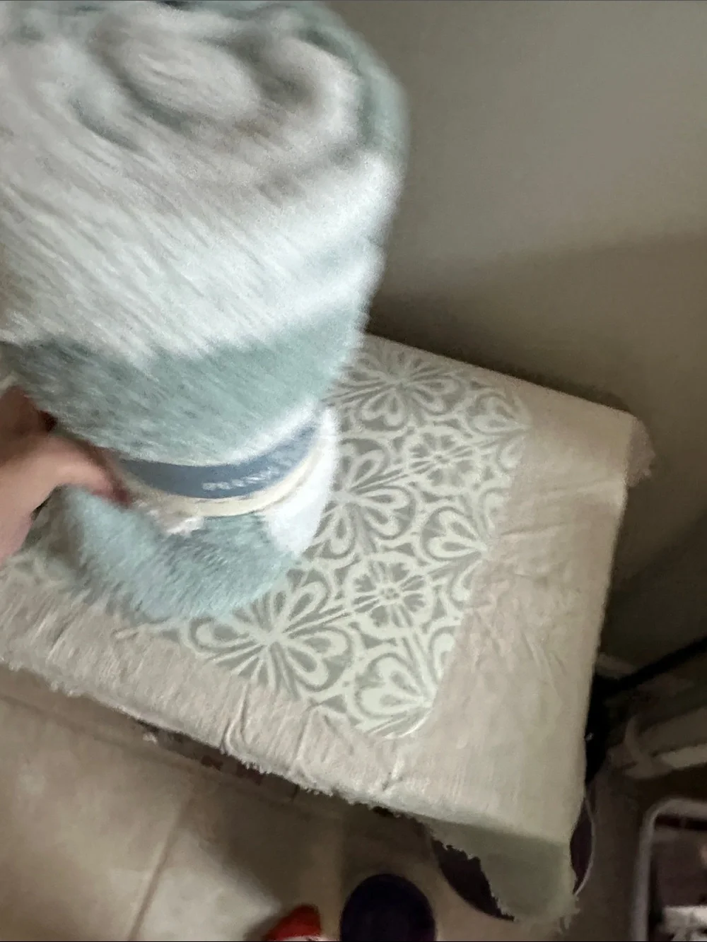 Plush Throw Blanket - Sage Green & White NWT